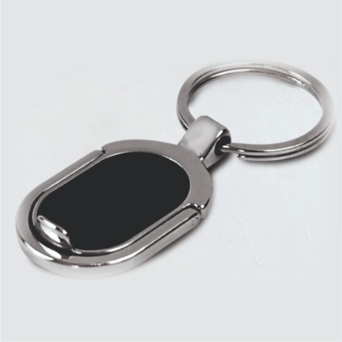 Oval Keychain with Phone Stand | Gunmetal branding plate - Image 2