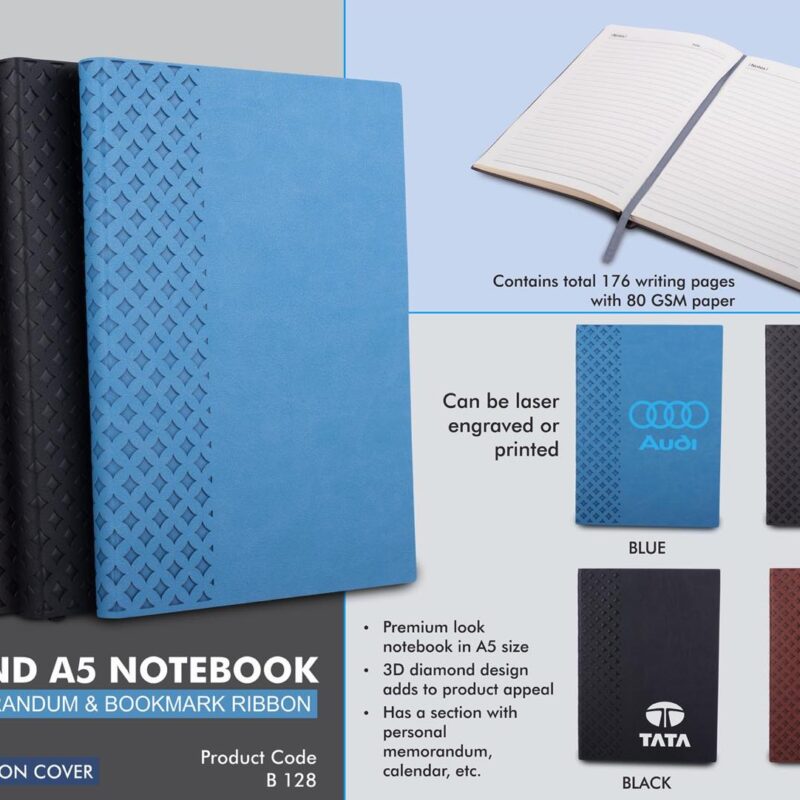 Diamond A5 notebook with memorandum & Bookmark ribbon