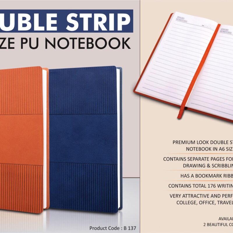 Double Strip A6 Size PU Notebook