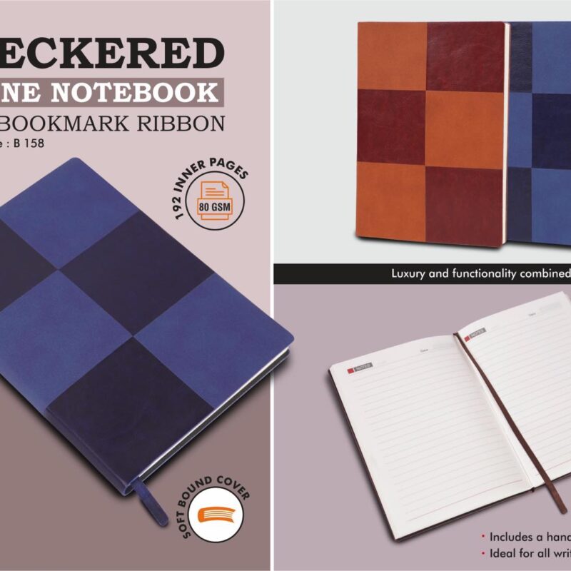 Checkered 2 Tone Notebook with Bookmark Ribbon