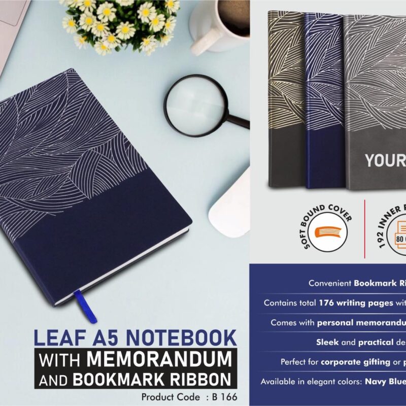 Leaf A5 Notebook with Memorandum and Bookmark Ribbon
