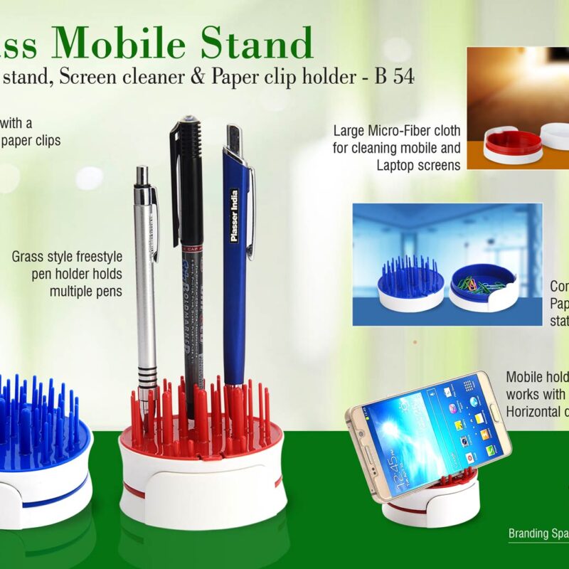 Grass Mobile stand with Pen stand, screen cleaner & paper clip holder