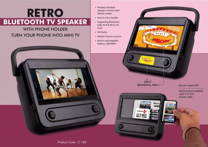 Retro Bluetooth TV Speaker with Phone holder | Turn your phone into mini TV