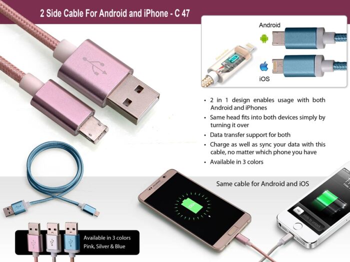 2 side cable for Android and iPhone