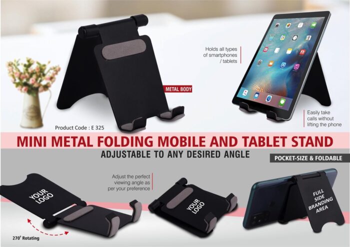 Mini folding mobile and tablet stand | Adjustable to any desired angle