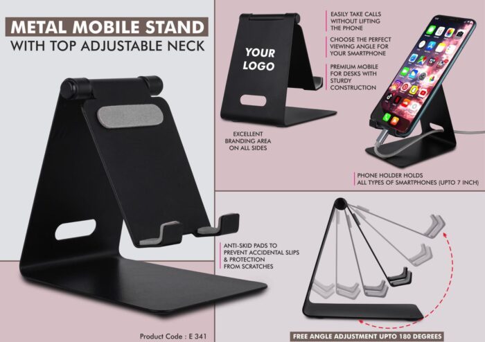 Metal mobile stand with top adjustable neck | Oval cable slot