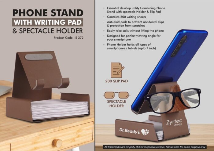 Phone stand with Writing pad & Spectacle holder | 200 writing sheets