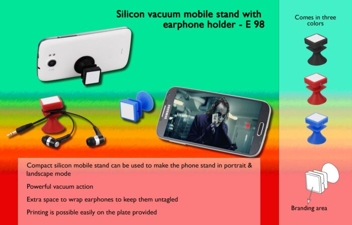 Silicon vacuum mobile stand with earphone holder