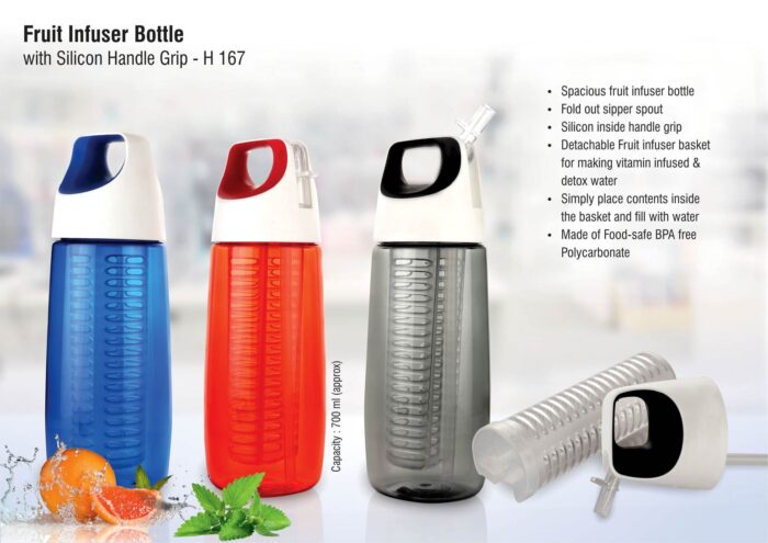 Fruit infuser bottle with silicon handle grip (700ml approx) | BPA free
