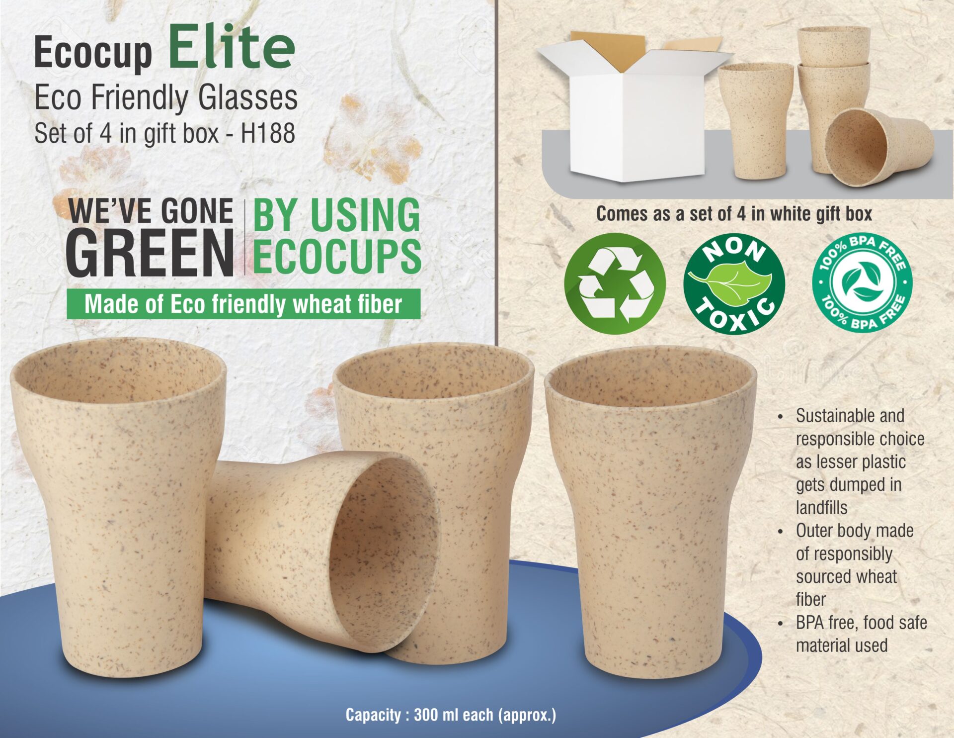 EcoCup Elite: Eco Friendly Glasses | Set of 4 in gift box