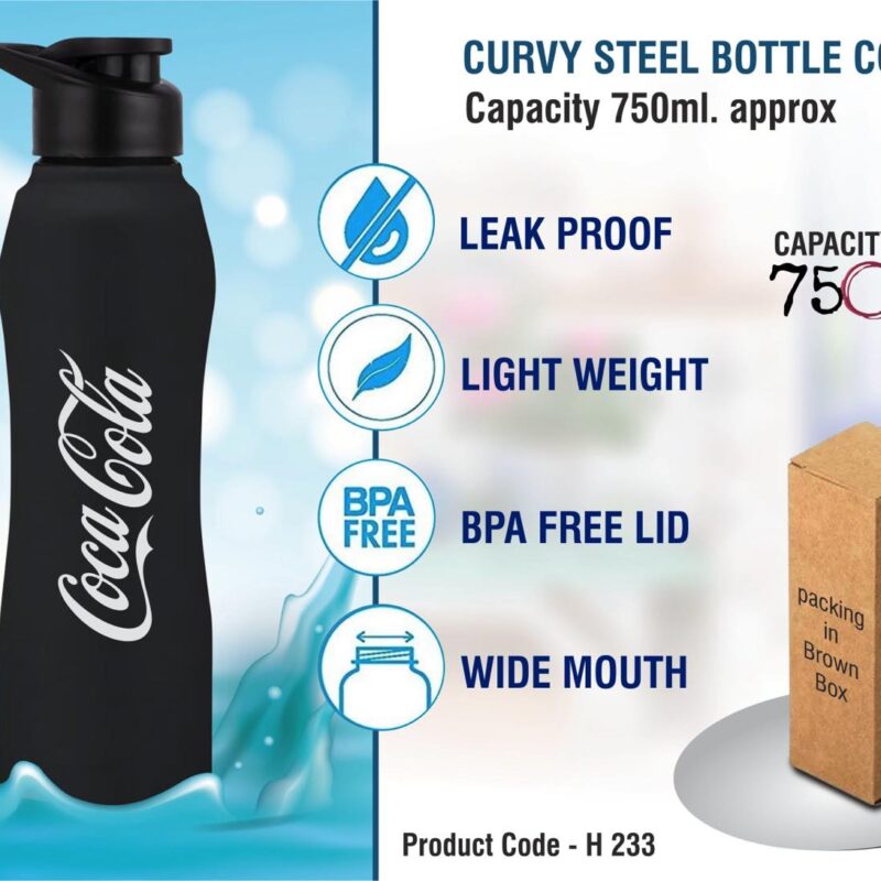 Curvy steel bottle Colored | Capacity 750ml approx