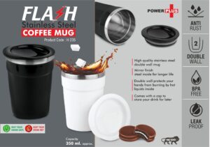 Flash: Stainless Steel Coffee mug | 4 panel design | Leak Proof | Capacity 350ml approx