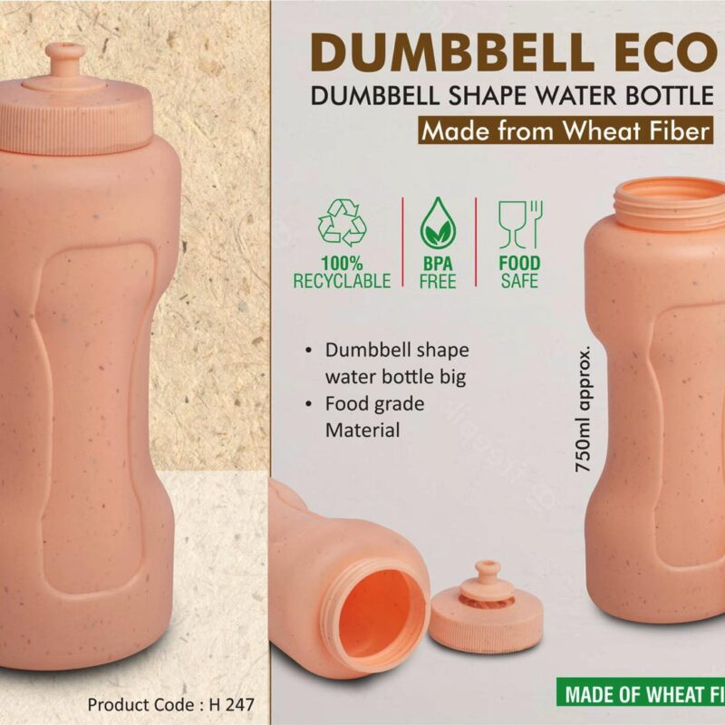 Dumbbell Eco 750: Dumbbell shape water bottle | Made from Wheat Fiber | 100% recyclable | 750ml approx