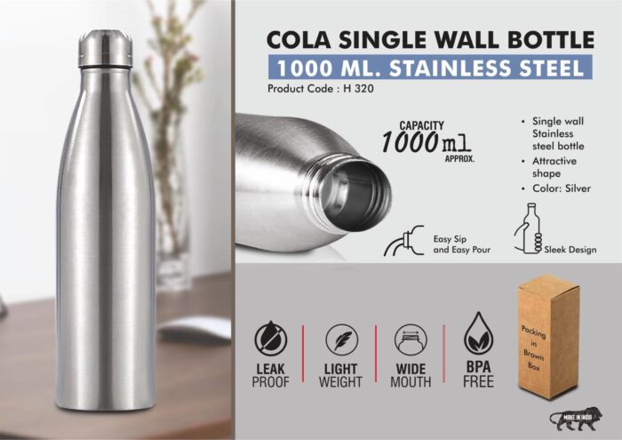 Cola Single Wall bottle 1L : Natural