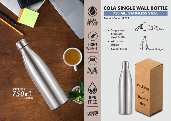 Cola Single Wall bottle 750ml : Natural