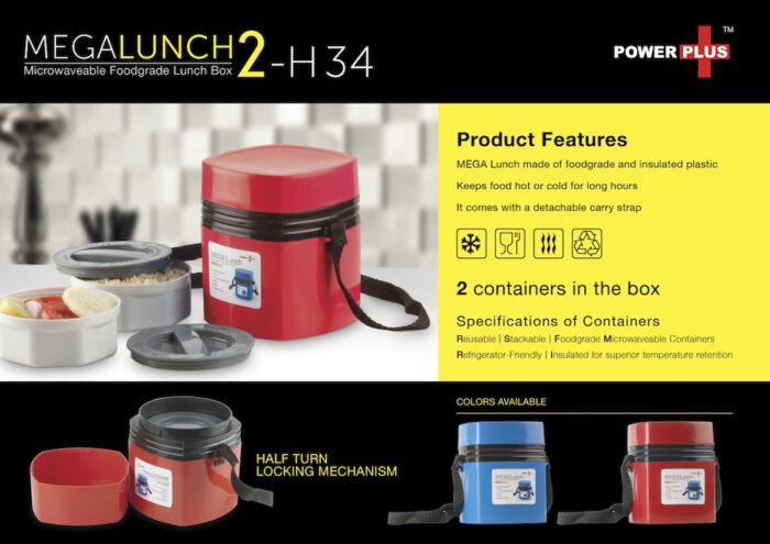 Power Plus Mega Lunch Box (Microwaveable)- 2 Box