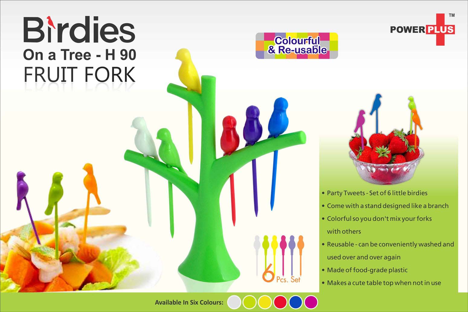 Birdies on a tree fruit fork set