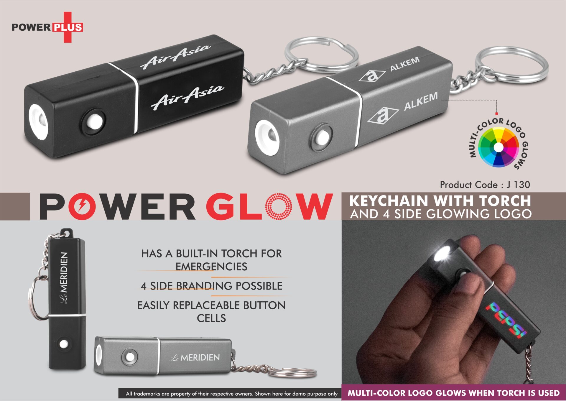 Keychain with Torch and 4-Side Glowing Logo – Illuminate Your Brand