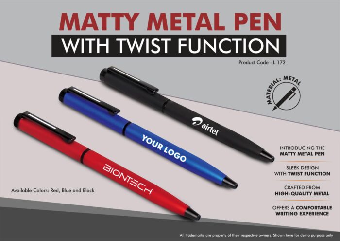 Matty Metal Pen with twist function