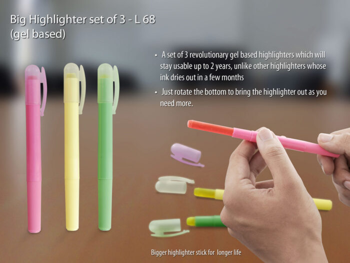 Big Highlighter set of 3 (gel based)