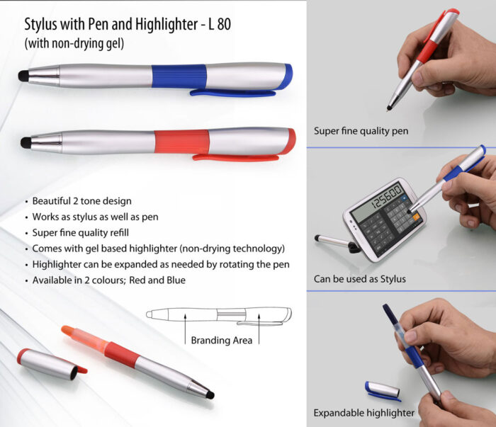 2-in-1 Stylus Pen with Non-Drying Gel Highlighter