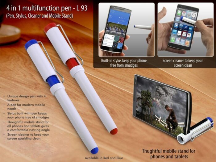4-in-1 Multifunction Pen (Pen, Stylus, Cleaner and Mobile Stand)