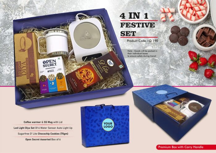 Set, LED Light Diya Set of 6, Sugarfree Choco Chip Oat Cookies, Assorted Cookies Pack Festive Set of 4: Coffee Warmer Induction Plate with SS Mug