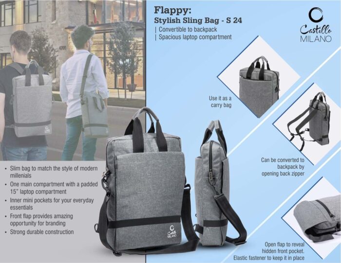 Flappy: Stylish Sling bag | Convertible to backpack | Spacious laptop compartment