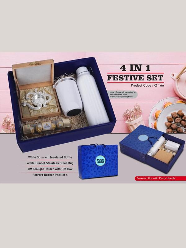 Corporate Gifts for Employee (Square Insulated Bottle, Premium SS Mug, OM Metal Tealight holder, Ferrero Rocher Pack of 4) - Image 4